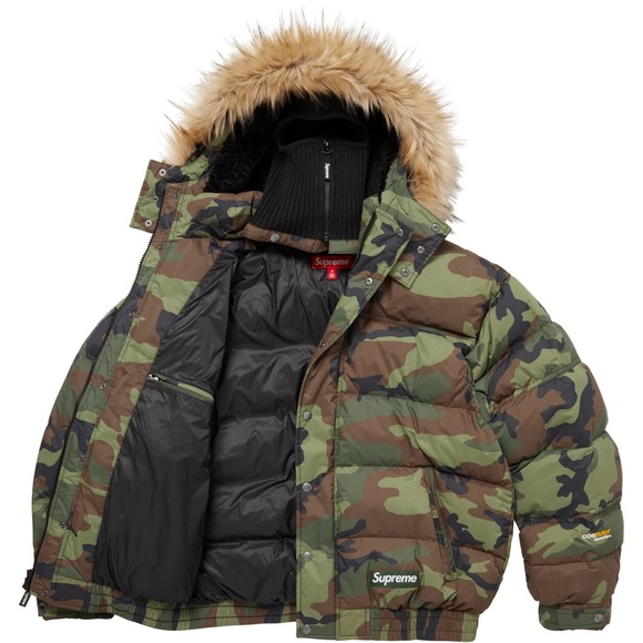 SUPREME FACEMASK 700-FILL DOWN PUFFER JACKET FW25 Woodland Camo Coat Size XL - Picture 1 of 9